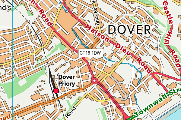 CT16 1DW map - OS VectorMap District (Ordnance Survey)