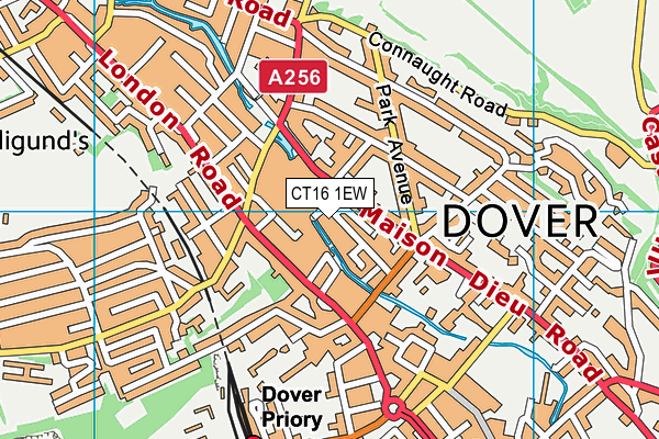 CT16 1EW map - OS VectorMap District (Ordnance Survey)