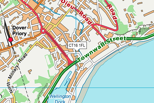 CT16 1FL map - OS VectorMap District (Ordnance Survey)