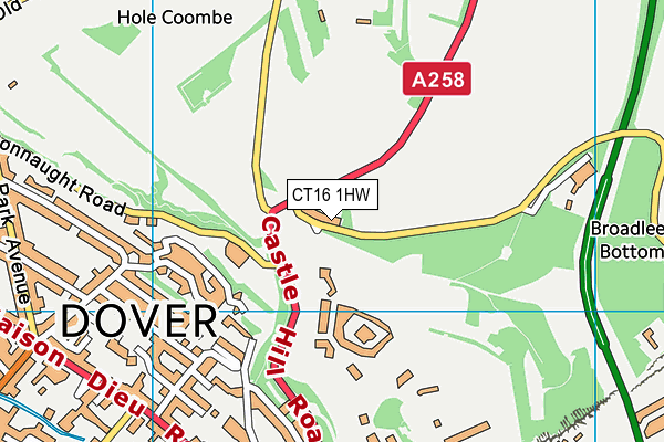 CT16 1HW map - OS VectorMap District (Ordnance Survey)