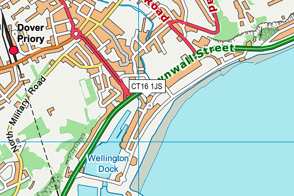 CT16 1JS map - OS VectorMap District (Ordnance Survey)