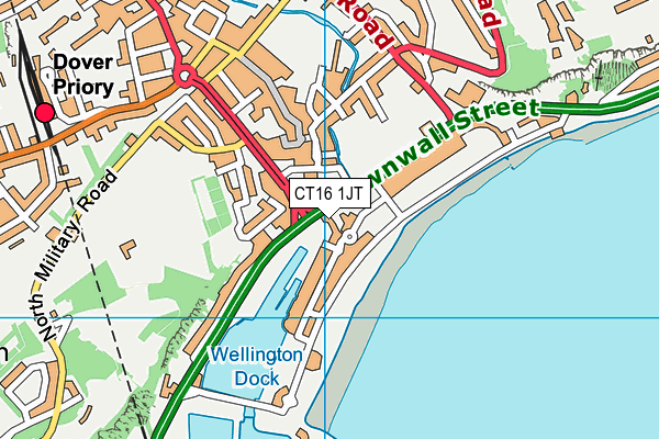 CT16 1JT map - OS VectorMap District (Ordnance Survey)