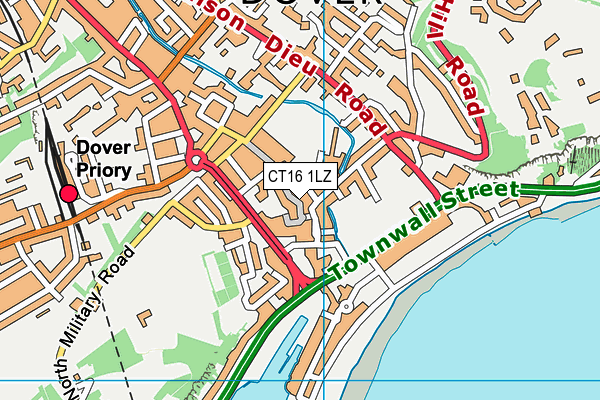 CT16 1LZ map - OS VectorMap District (Ordnance Survey)