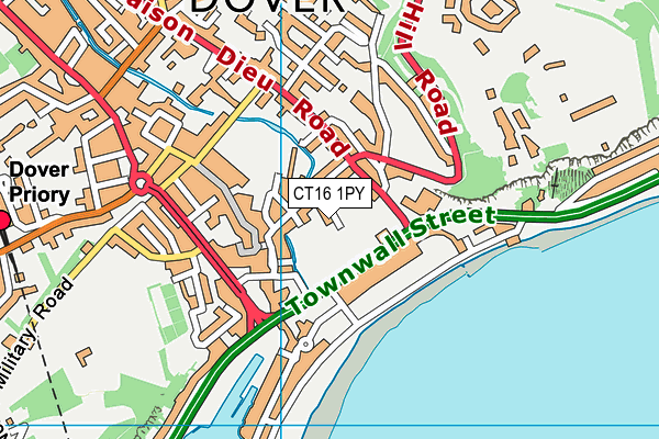 CT16 1PY map - OS VectorMap District (Ordnance Survey)