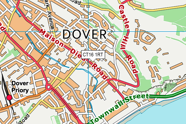 CT16 1RT map - OS VectorMap District (Ordnance Survey)