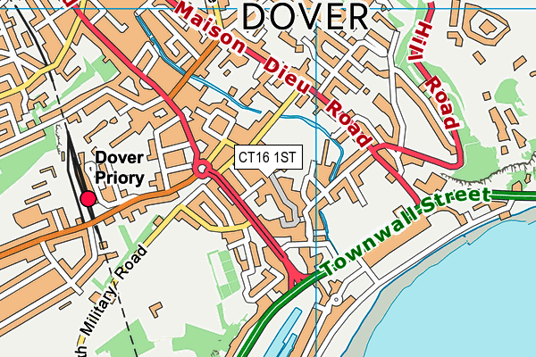 CT16 1ST map - OS VectorMap District (Ordnance Survey)