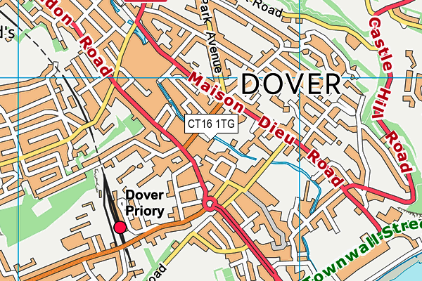 CT16 1TG map - OS VectorMap District (Ordnance Survey)