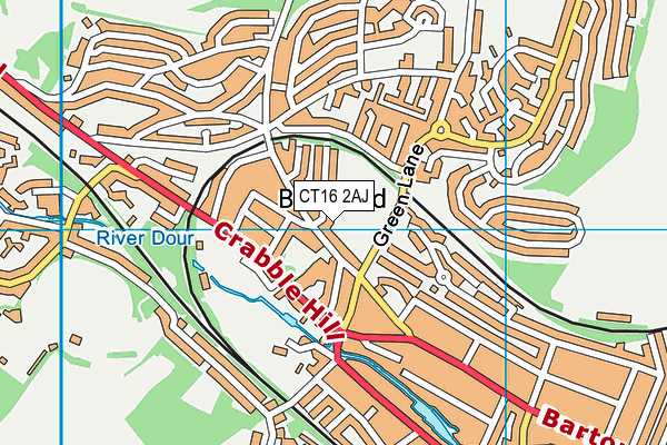 CT16 2AJ map - OS VectorMap District (Ordnance Survey)