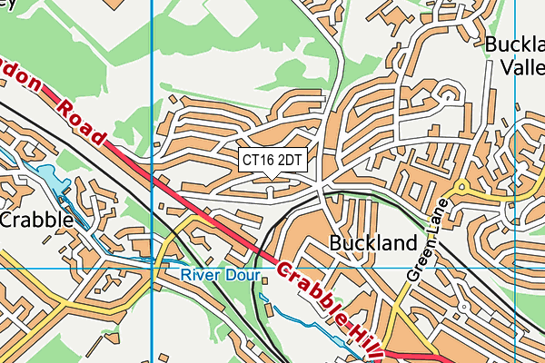 CT16 2DT map - OS VectorMap District (Ordnance Survey)