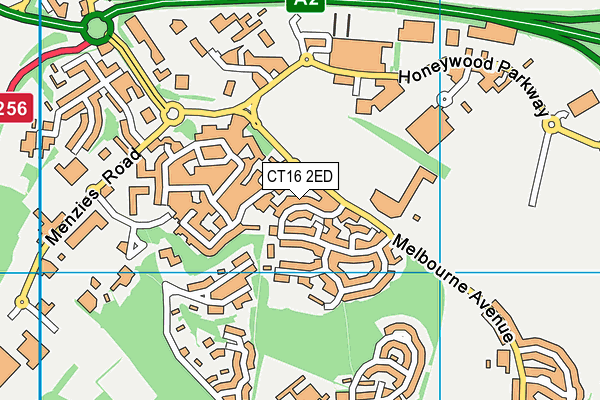 CT16 2ED map - OS VectorMap District (Ordnance Survey)