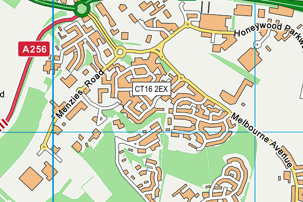 CT16 2EX map - OS VectorMap District (Ordnance Survey)