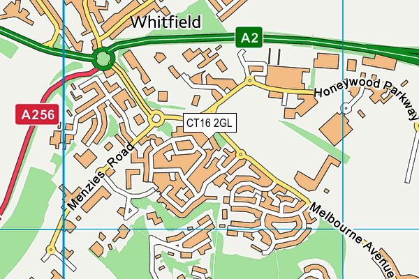 CT16 2GL map - OS VectorMap District (Ordnance Survey)