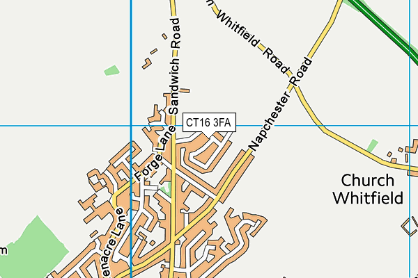 CT16 3FA map - OS VectorMap District (Ordnance Survey)