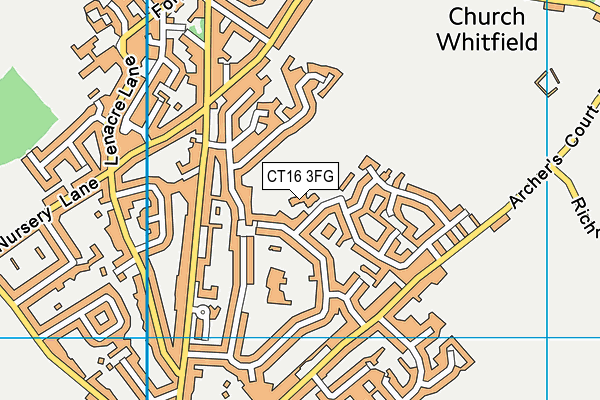 Whitfield Recreation Ground map (CT16 3FG) - OS VectorMap District (Ordnance Survey)