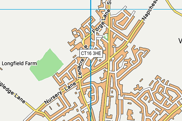 CT16 3HE map - OS VectorMap District (Ordnance Survey)