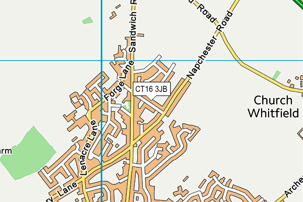 CT16 3JB map - OS VectorMap District (Ordnance Survey)