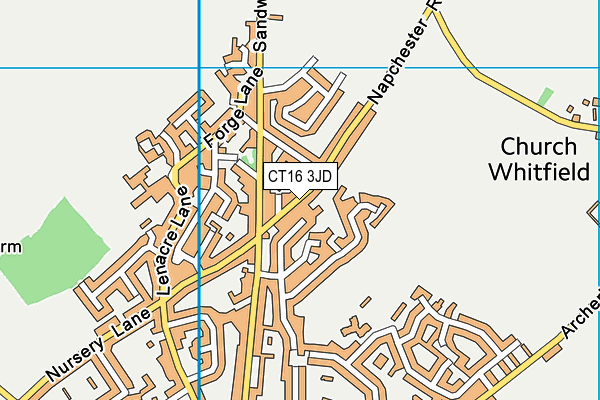 CT16 3JD map - OS VectorMap District (Ordnance Survey)