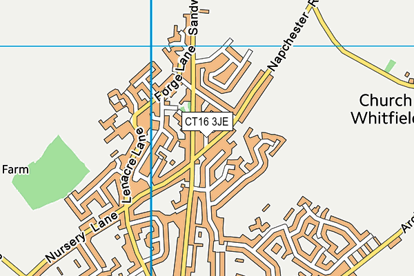 CT16 3JE map - OS VectorMap District (Ordnance Survey)