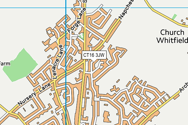 CT16 3JW map - OS VectorMap District (Ordnance Survey)