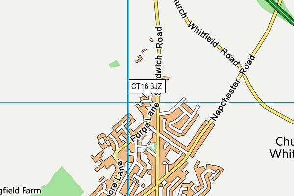 CT16 3JZ map - OS VectorMap District (Ordnance Survey)