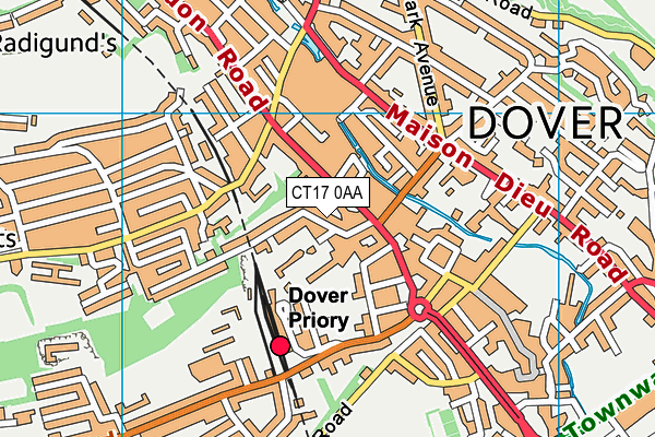 CT17 0AA map - OS VectorMap District (Ordnance Survey)