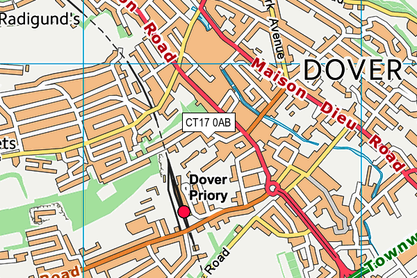 CT17 0AB map - OS VectorMap District (Ordnance Survey)