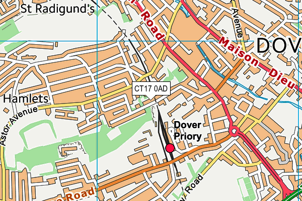 CT17 0AD map - OS VectorMap District (Ordnance Survey)