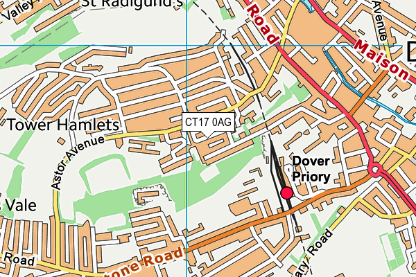 CT17 0AG map - OS VectorMap District (Ordnance Survey)