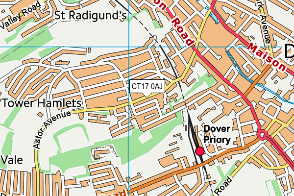 CT17 0AJ map - OS VectorMap District (Ordnance Survey)