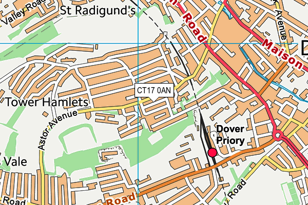 CT17 0AN map - OS VectorMap District (Ordnance Survey)