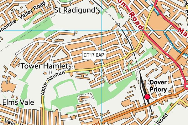 CT17 0AP map - OS VectorMap District (Ordnance Survey)