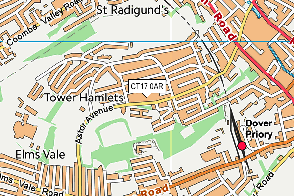 CT17 0AR map - OS VectorMap District (Ordnance Survey)