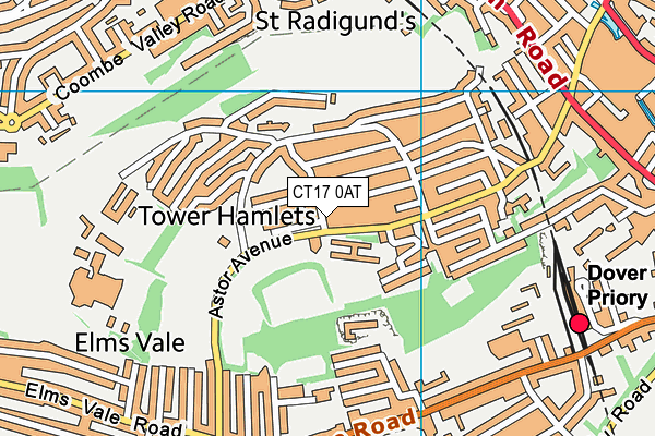 CT17 0AT map - OS VectorMap District (Ordnance Survey)