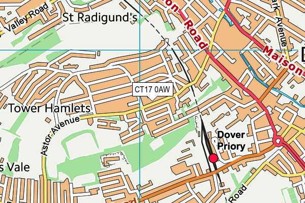 CT17 0AW map - OS VectorMap District (Ordnance Survey)