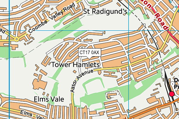 CT17 0AX map - OS VectorMap District (Ordnance Survey)