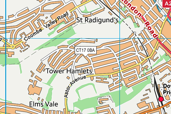 CT17 0BA map - OS VectorMap District (Ordnance Survey)