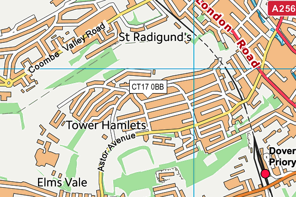 CT17 0BB map - OS VectorMap District (Ordnance Survey)