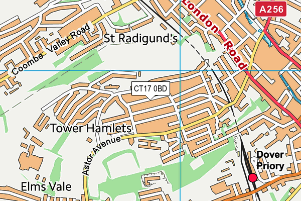 CT17 0BD map - OS VectorMap District (Ordnance Survey)