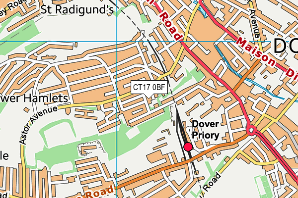 CT17 0BF map - OS VectorMap District (Ordnance Survey)