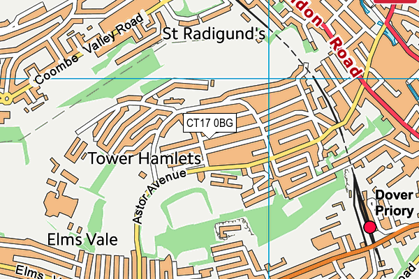 CT17 0BG map - OS VectorMap District (Ordnance Survey)