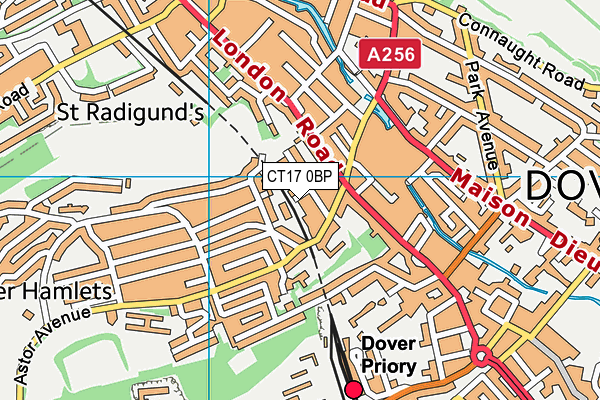 CT17 0BP map - OS VectorMap District (Ordnance Survey)