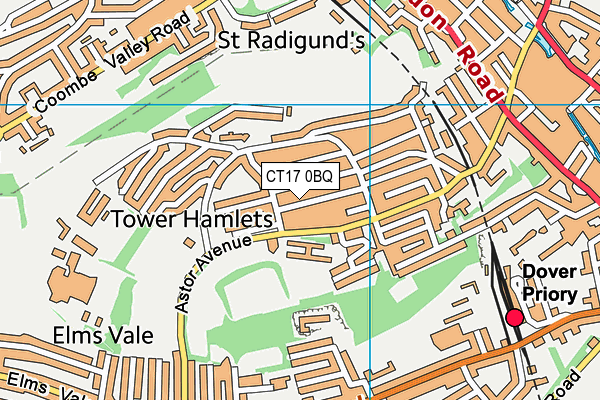 CT17 0BQ map - OS VectorMap District (Ordnance Survey)