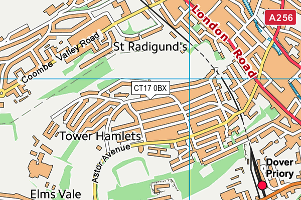 CT17 0BX map - OS VectorMap District (Ordnance Survey)