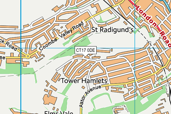 CT17 0DE map - OS VectorMap District (Ordnance Survey)