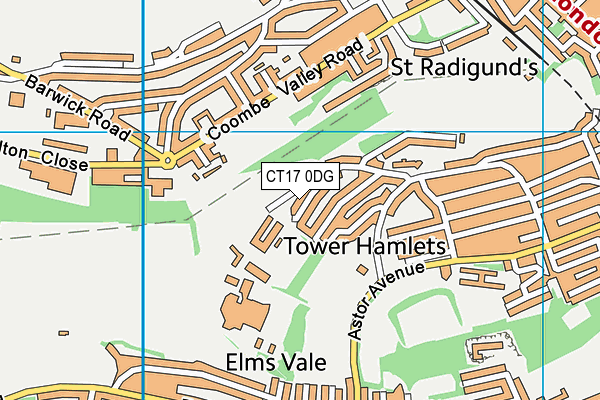 CT17 0DG map - OS VectorMap District (Ordnance Survey)