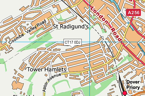 CT17 0DJ map - OS VectorMap District (Ordnance Survey)