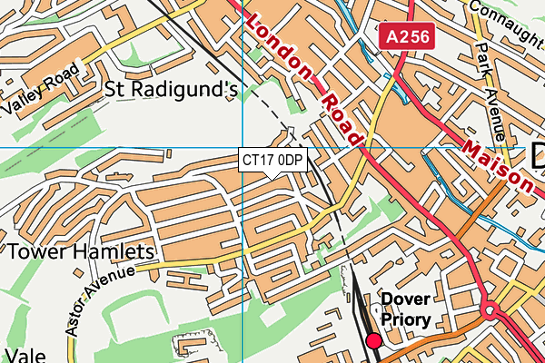 CT17 0DP map - OS VectorMap District (Ordnance Survey)