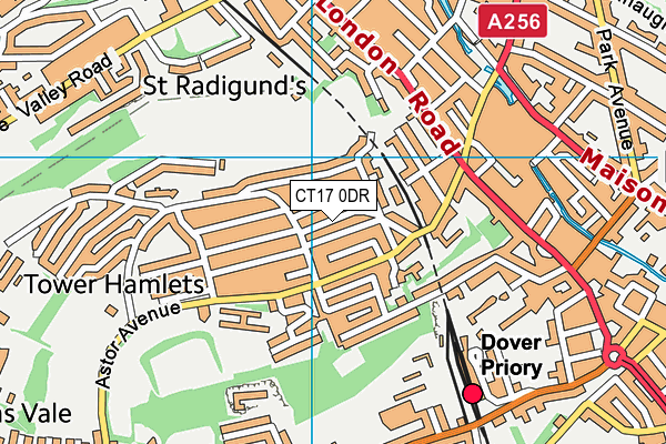 CT17 0DR map - OS VectorMap District (Ordnance Survey)