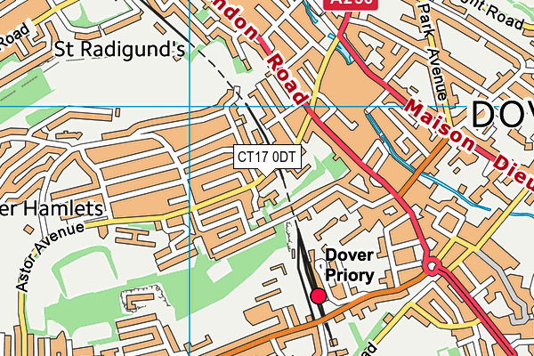 CT17 0DT map - OS VectorMap District (Ordnance Survey)