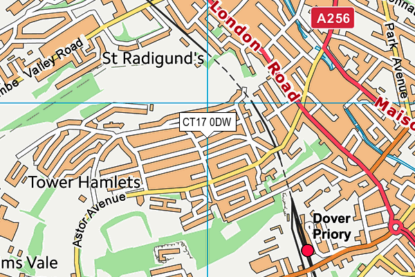 CT17 0DW map - OS VectorMap District (Ordnance Survey)